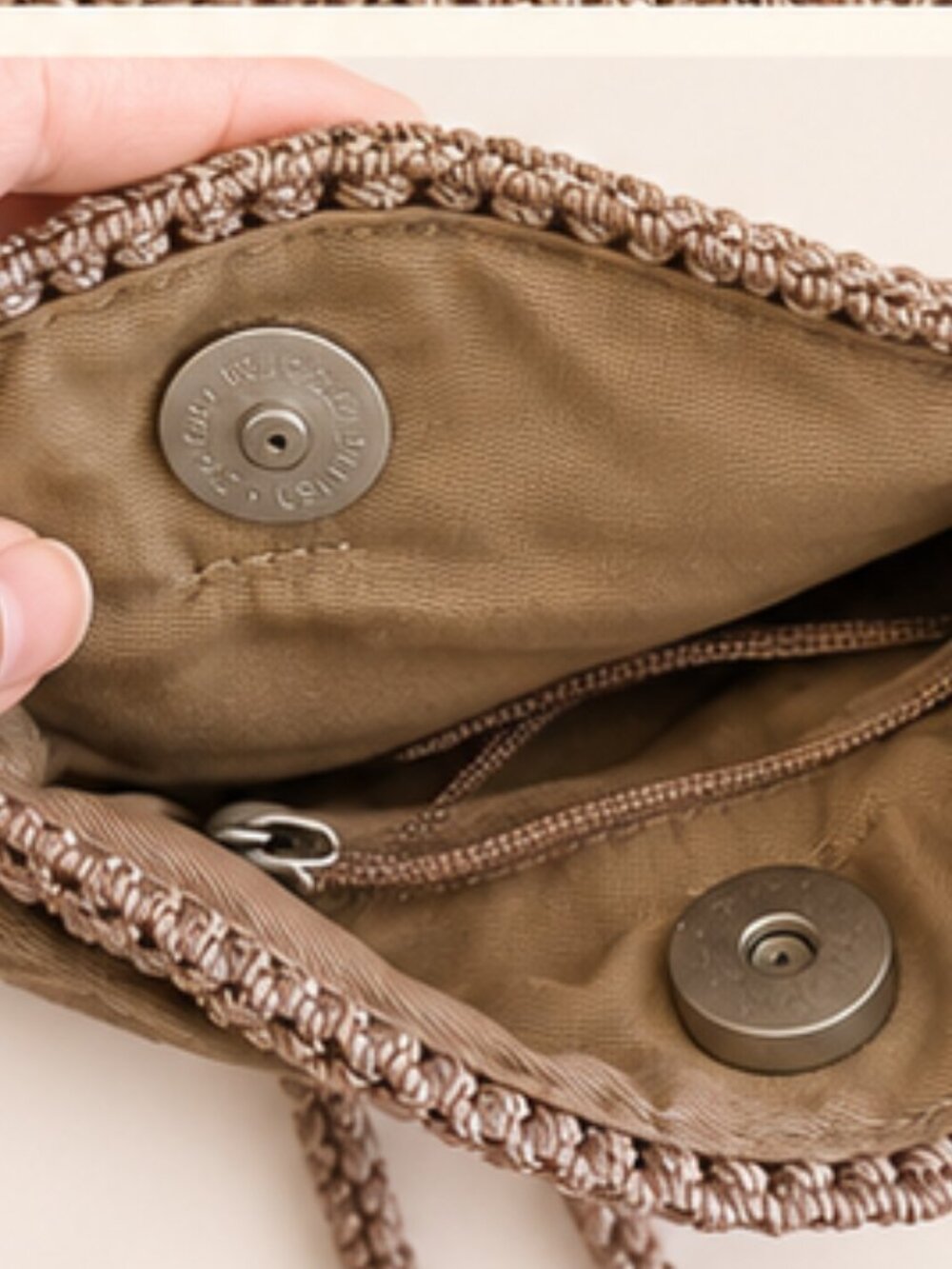 The Sak Crochet Crossbody Bag Taupe Woven Knit Boho Festival Travel Purse - Picture 4 of 7